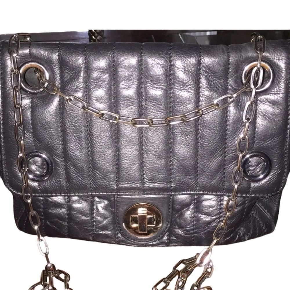 Claudia Ciuti black Quilted Leather Bag Adjustable Chain Strap
